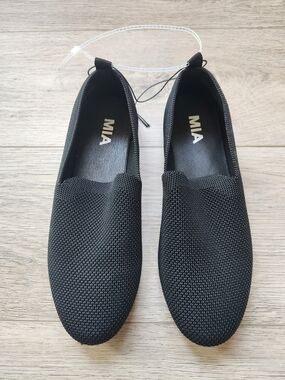 Mia Rosali Black Flat Shoes Knit Slip-On Loafers Womens 7